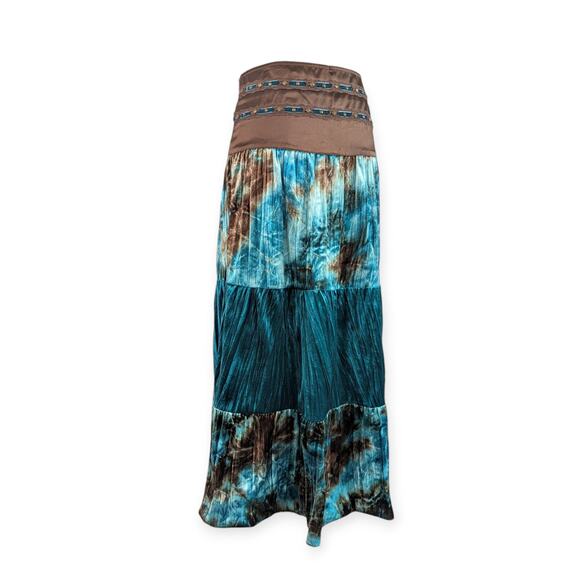 Y2K Satin & Velvet Tiered Ankle Skirt - Picture 1 of 11